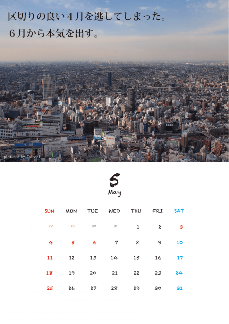 5月：「区切りの良い4月を逃してしまった。6月から本気出す。」