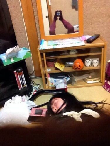 彼氏に寝顔撮られてたー
